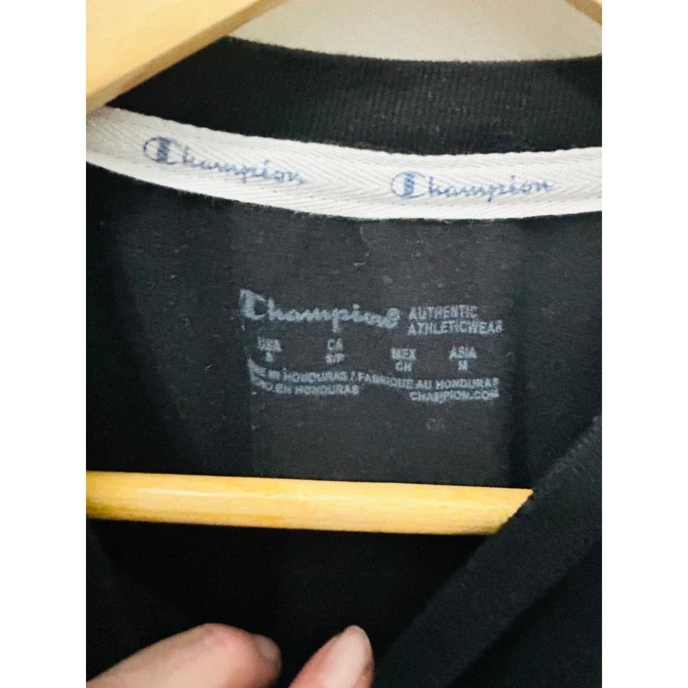 Champion Script Tee Black 90s Vintage Streetwear Classic Logo Men's Small - Picture 2 of 4